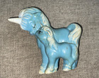 Ceramic Unicorn Mother And Baby Figurine Collectible Blue White 5  Vtg See Pics