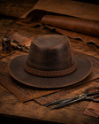 Vintage Western Leather Cowboy Hat Handmade Unisex Ranch Style Hat