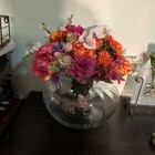 Vintage Hand Blown Vase Flared Top Optic Ribbed Art Glass 10  tall 13    Wide  