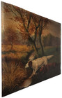 Late 19th C American Antique Sporting O b Pr Dogs W hunter Chasing Ducks  Unfrmd