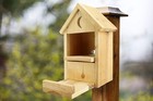 Outhouse Squirrel Feeder  Rustic Handmade Wooden Squirrel Food Dispenser Box