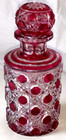 Antique Baccarat Crystal Red Cut To Clear Cane   Hobnail Pattern Perfume Bottle