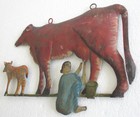 Vintage Trade Store Display Sign Advertisement Lady Milking Cow