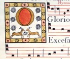 Illuminated Manuscript Antiphonal Leaf Italy C 1778   2 Large Elaborate Initials