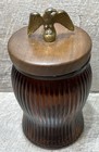 Vintage 1950s Ribbed Amber Glass Jar Tobacco Humidor W  Lid Brooklyn Ny Duraglas