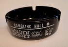 Vintage Golden Nugget Downtown Las Vegas Black Glass Casino Souvenir Ashtray
