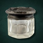 Antique British Sterling Silver Lid Faceted Glass Dresser Jar Vanity Powder Jar