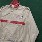 Vintage Miller High Life Jacket Mens L Beige 90s Beer Racing Full Zip Coat Usa