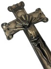 Heavy Bronze Funeral Casket Crucifix Bridgeport Large Curved 14 x8  Inri Jesus
