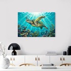 Sea Turtle Underwater Scene Canvas Wall Art Ocean Life Decor Poster