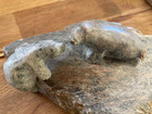 Vtg Soapstone Eskimo  Inuit Carving Walrus Mom   Pup On Rock-signed 5 