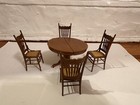 Vintage Dollhouse Dining Table   Set Of 5 Windsor Chairs Miniature 1 12 Scale