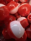 40 Fishing Bobbers Round Floats 1 0    Red   White  Snap On