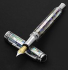 Xezo Maestro Jubilee Abalone white Mop Med Fountain Pen  Chrome Plated