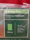 Christmas Tablecloth Intricate Embroidery Holiday Fancy Table Cover Green Oblong