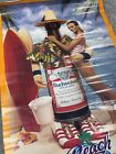 Vintage Budweiser Poster Beer Bottle Beach Bud Surf Drink 22  X 34  1983 Babe