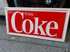 C 1960s Original Vintage Enjoy Coke Sign Metal Framed Coca Cola Soda Pepsi Cool 