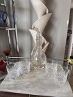 Vintage French Handblown Glass Four Chamber Decanter Set With Crystal Rocks