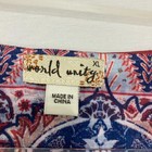 New World Unity Size Large Colorful Bohemian Short Sleeve Stretch Blouse Casual