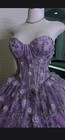 Purple Strapless Sweetheart Tulle Ball Gown Corset Floral Sequin Lace-up Long