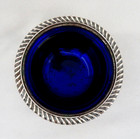 Early 1900 s English Silver Plated Open Master Salt Cellar W  Cobalt Glass As Is