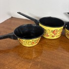Vintage 60s Child   s Tin Toy Miniature Mushroom Kitchen Pots Pans Dishes Retro