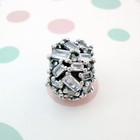 Clear Rectangular Cz Chiselled Elegance 925 Silver Charm For Euro Charm Bracelet