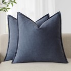  Pack Of 2  Decorative Linen Soild Throw Pillow 18  X 18   pack Of 2  Navy