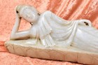 Antique Burmese Reclining Carved Stone Buddha 16  X 5-1 2 