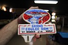 Rare 1950s Grand Coulee Dam Stamped Painted Metal Topper Sign Washington Gas Oil