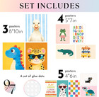 Kids Playroom Wall Decor  12 Pcs Animal Art  unframed    Colorful Nursery And To