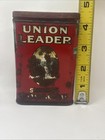 Union Leader Pipe In Hand Rare Version Tobacco Tin With Stamp Seal   has Rust