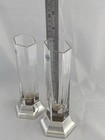 Sterling Silver   Crystal Glass Vases Pair 2000 Sheffield Carrs Wedding Gift