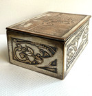 Vintage Antique Art Nouveau Silver Plated Copper Trinket Box  French  Charite