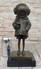 After Banksy A Bronze Sculpture Girl In A Diving Helmet Holding Bird Signed Artw