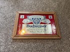 Vintage Budweiser Beer Bar Wood Framed Mirror  king Of Beers  1987 18  X 12  Usa