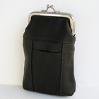 Black Cigarette Leather Case Lighter Pouch Clip Top Regular 100 s Holder