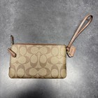 Brand New Without Tags Coach Double Corner Zip Wristlet Signature Canvas