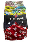 Washable Reusable Cloth Baby Diapers   pk6 Includes Inserts  Adjustable Nappies