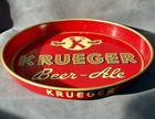 Krueger Beer   Ale 12  Red Metal Tray Waiter  since 1858  Newark Nj 1940s Vtg
