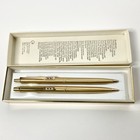 Vintage 70   s Paper Mate Pen   Pencil Set     Gold Tone     Double Heart