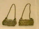 Vintage Metal Barware Decanter bottle Tags  Gin   Bourbon Label 2-1 2  X 1-1 2 