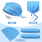 200 Pcs Disposable Surgical Caps Disposable Bouffant Scrub Hats With Tie Blue No