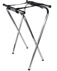 Restaurant Waitress Food Serving Folding Metal Tray Stand In Chrome - 31 h