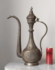 Large Antique Persian Tinned Copper Ewer  Fantastic Detail 