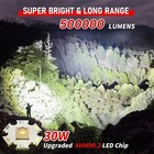 Super Bright 500000lm Led Torch Rechargeable Xhm90 2 Flashlight 7 Modes Tactical