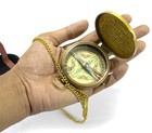 Nautical Compass Brass With Leather Case Antique Marine Boy Scout Training Gifts