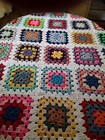 New Hand Crochet Granny Square Blanket Afghan Throw 40x51 White Trim 30 Squares