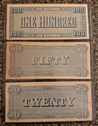 Lot Of 3 Confederate States Of America Bills  100   50    20 Whitman Series