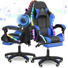 Gaming Chair With Speakers Bluetooth Footrest Ergonomic Office Chair W  Led Hot